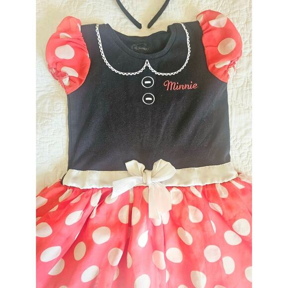 Disney Red, Black & White Minnie Mouse Costume Dress W Headband & Ears Girls 5T - Picture 2 of 11